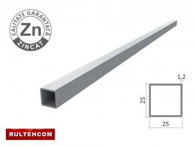 Țeavă profilată zincată 25х25x1,2mm L-6m