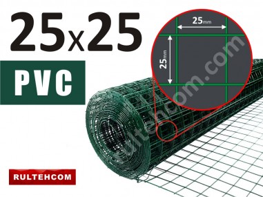 Plasa sudată zincată cu PVC 25х25mm D-1,4mm B-1m L-30m