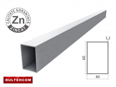 Țeavă profilată zincată 60х40x1,2mm L-2,6m