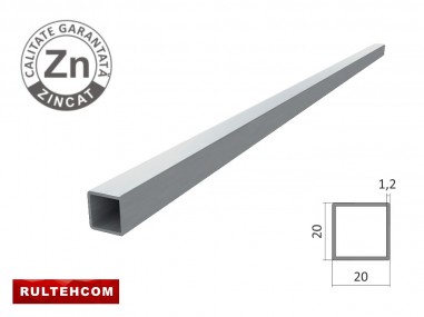 Țeavă profilată zincată 20х20x1,2mm L-6m