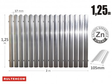 Gard din ștachet metalic zincat. Н-1,25m L-2m. S105x16