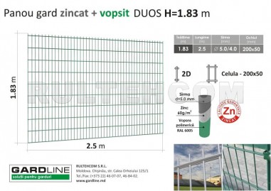 Панель DUOS Н-1,83м L-2,5м D-5,0/4,0мм ОЦ крашенный